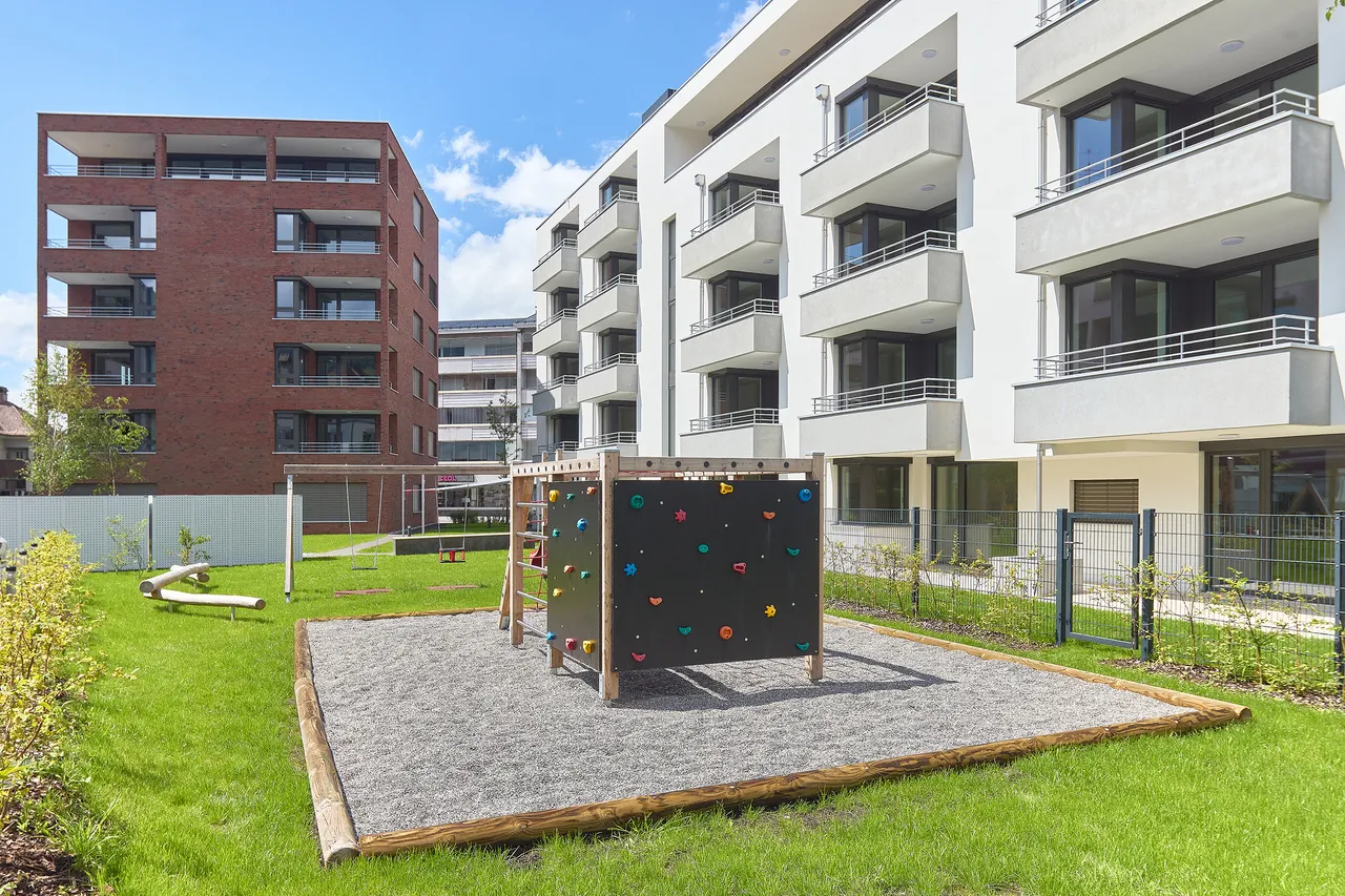 Moderner Wohnraum für die Dornbirner Bevölkerung: Im Auftrag einer privaten Investorin hat Rhomberg Bau zwei Gebäude mit 28 Wohnungen und zwei Büroeinheiten errichtet.