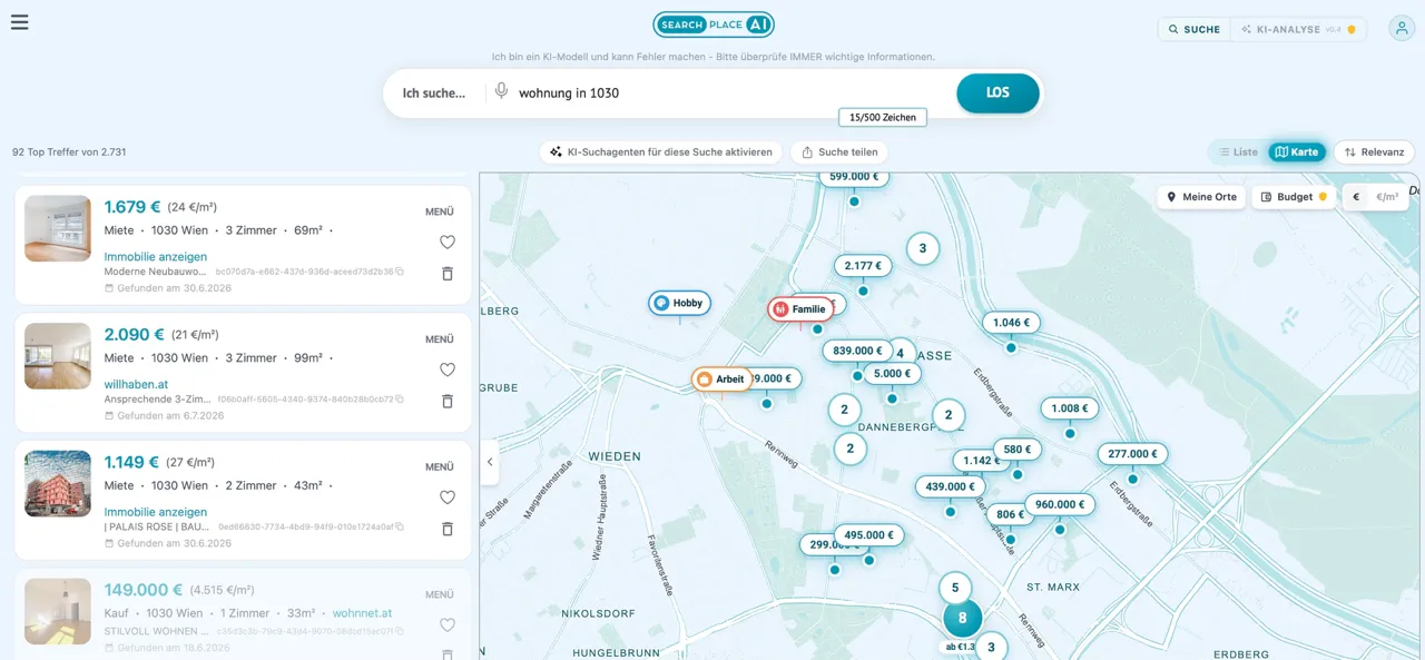 Neu bei SearchPlace.ai: KI-Kartensuche macht die Immobiliensuche persönlich
