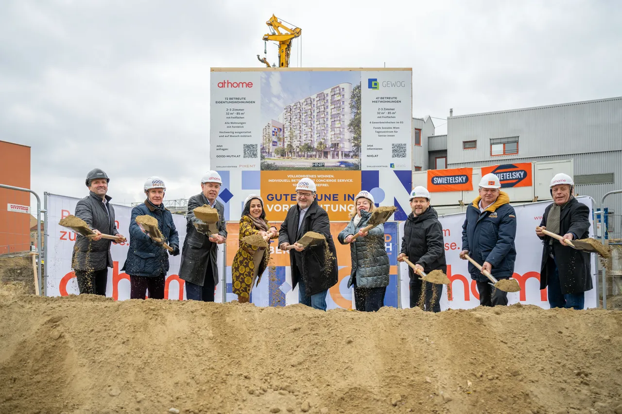 GEWOG und at home feiern Spatenstich in der Muthgasse