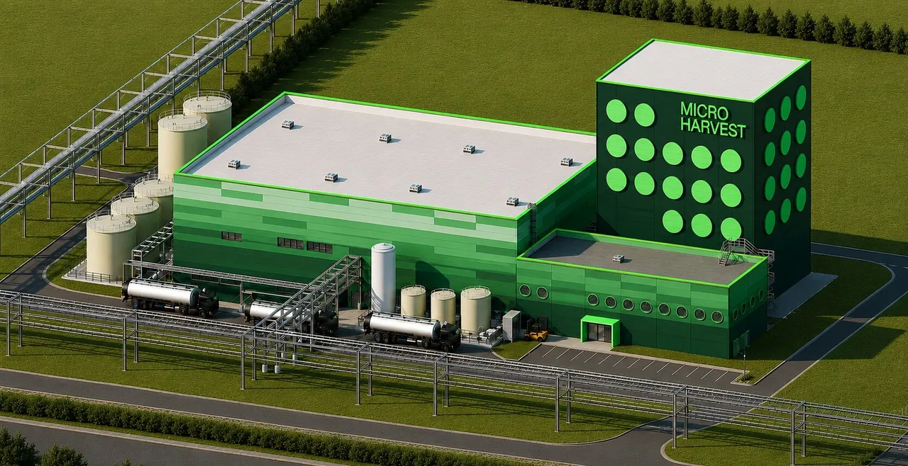 Visualisierung der geplante MicroHarvest-Anlage in Leuna