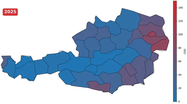 Der Techem Hitzeatlas zeigt die Hotspots in Österreich