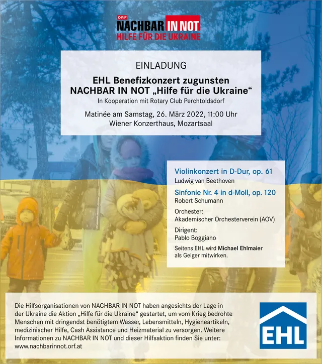 EHL Benefizkonzert zugunsten NACHBAR IN NOT "Hilfe für die Ukraine"