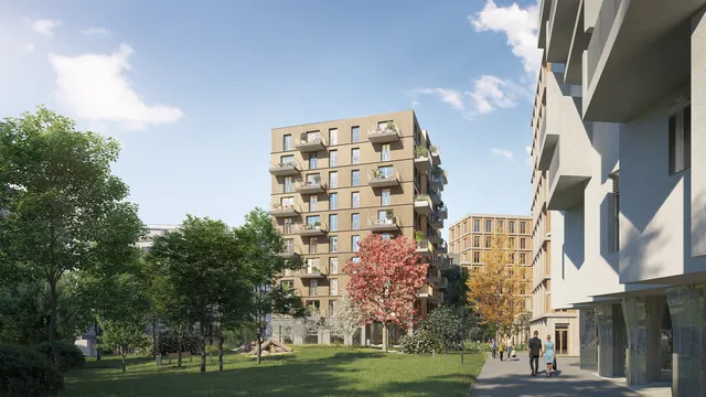 Dachgleiche für ARE-Mietwohnungen in Holz-Hybrid-Bauweise