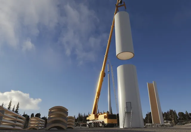 Windkrafttürme aus Furnierschichtholz