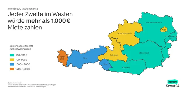 Mietwohnung: Deutliches West-Ost-Gefälle bei Zahlungsbereitschaft